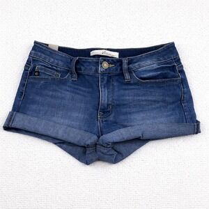 KanCan Womens Medium Wash Blue Cuffed Denim Jean Shorts KC7058 Size M